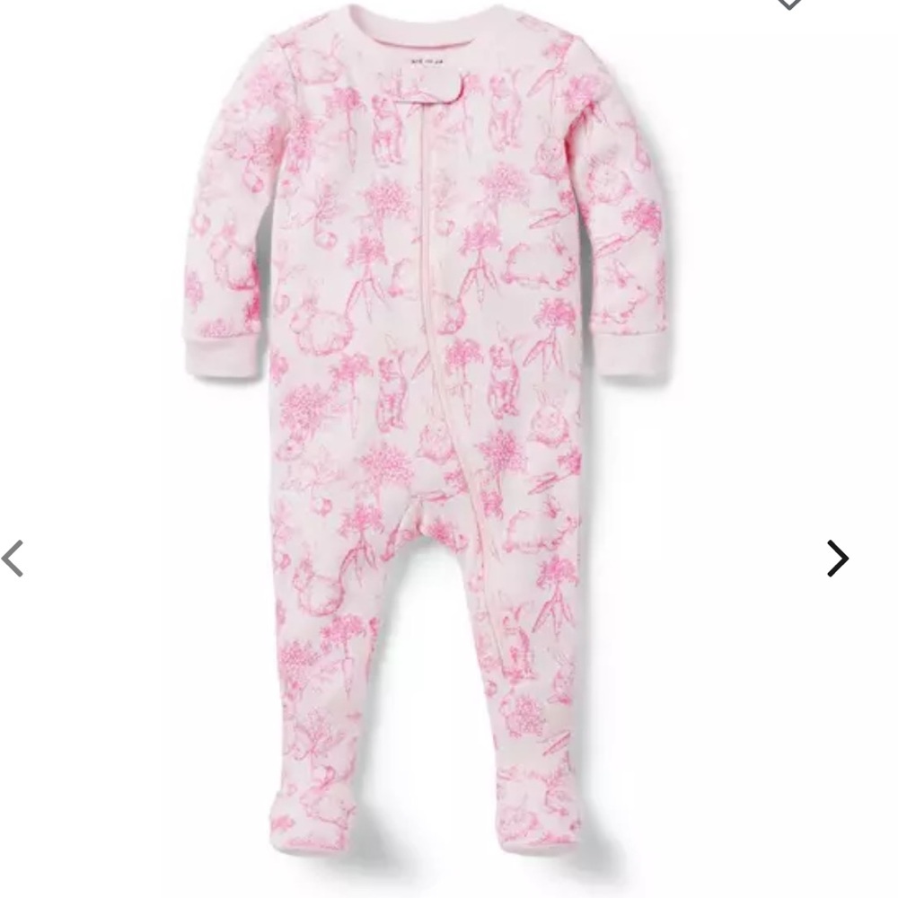 Janie & Jack Baby Good Night Footed Pajama In Bunny Toile 3 - 6 months
